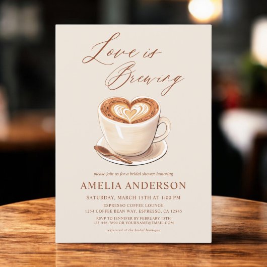 ラブイズブルーイングコーヒーブライダルシャワー 招待状