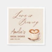 ラブイズブルーイングコーヒーラテブライダルシャワー スタンダードカクテルナプキン (正面)