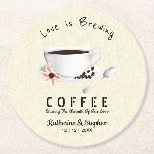 ラブイズブルーイングコーヒー結婚式の引き出物 ラウンドペーパーコースター (正面)