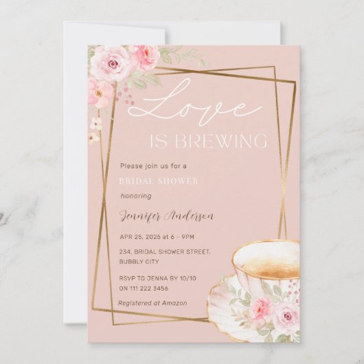 ラブイズブルーイングティーガーデンパーティーブライダルシャワー 招待状 (正面)