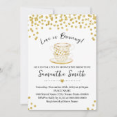 ラブイズブルーイングティーシャワー金ゴールドグリッター招待状 シーズンカード (正面)