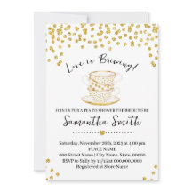 ラブイズブルーイングティーシャワー金ゴールドグリッター招待状