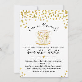 ラブイズブルーイングティーシャワー金ゴールドグリッター招待状 シーズンカード