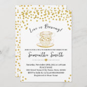 ラブイズブルーイングティーシャワー金ゴールドグリッター招待状 シーズンカード (正面/裏面)