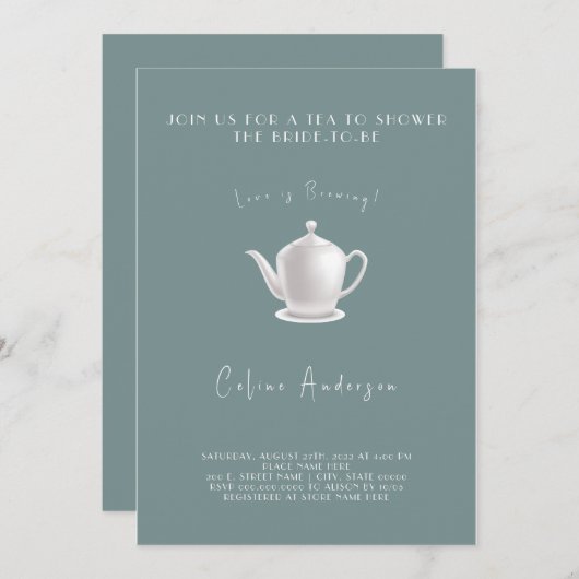 ラブイズブルーイングティー招待状ブライダルシャワー 招待状 (正面/裏面)