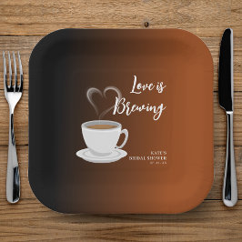 ラブイズブルーイングテラコッタ&ブラックブライダルシャワー ペーパープレート