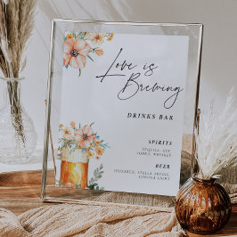 ラブイズブルーイングドリンクバーサインブライダルシャワー ポスター