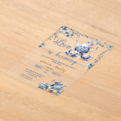 ラブイズブルーイングパーティーデルフトブルーフローラチノイセリ アクリル招待状 (レイダウン)