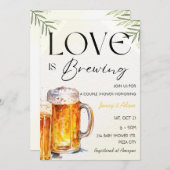 ラブイズブルーイングビールブライダルカップルウェディングシャワー 招待状 (正面/裏面)