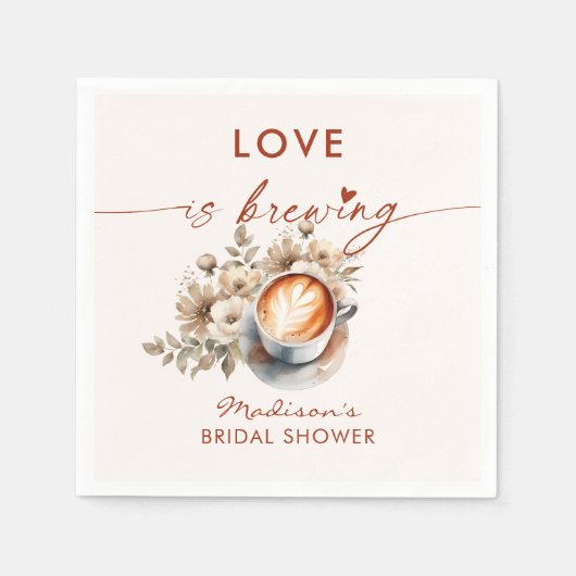 ラブイズブルーイングフローラコーヒーブライダルシャワー スタンダードカクテルナプキン (正面)