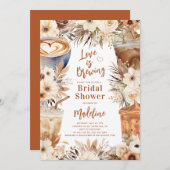 ラブイズブルーイングフローラコーヒーブライダルシャワー 招待状 (正面/裏面)