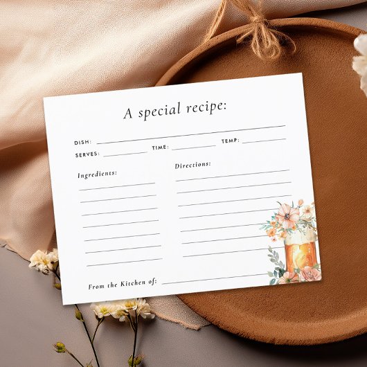 ラブイズブルーイングフローラブライダルシャワーレシピカード