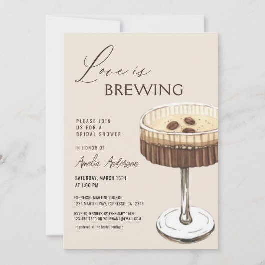 ラブイズブルーイングブライダルシャワーエスプレッソマルティーニ 招待状 (正面)