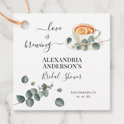 ラブイズブルーイングブライダルシャワーグリーンリーユーカリ フェイバータグ (正面)