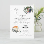 ラブイズブルーイングブライダルシャワーグリーンリーユーカリ 招待状 (スタンド正面)