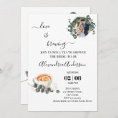 ラブイズブルーイングブライダルシャワーグリーンリーユーカリ 招待状 (正面/裏面)