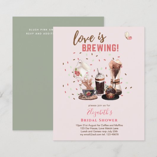 ラブイズブルーイングブライダルシャワーコーヒーマフィンINVITE (正面/裏面)