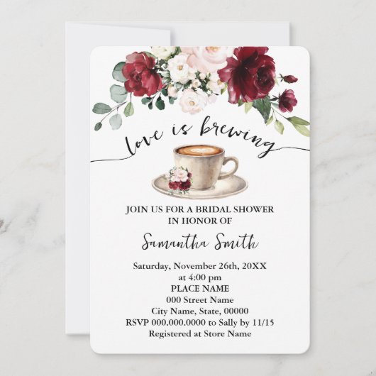 ラブイズブルーイングブライダルシャワーコーヒーマルサラ 招待状 (正面)