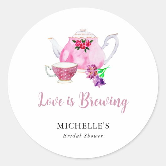 ラブイズブルーイングブライダルシャワーティーパーティー ラウンドシール (正面)