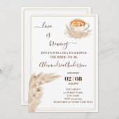 ラブイズブルーイングブライダルシャワーパンパグラス 招待状 (正面/裏面)