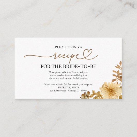ラブイズブルーイングブライダルシャワーレシピリクエスト エンクロージャーカード (正面)