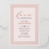 ラブイズブルーイングブライダルシャワー赤面バラ金ゴールド 箔招待状 (正面)