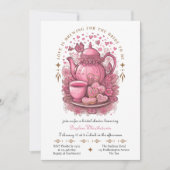 ラブイズブルーイングヴィンテージ茶パーティーブライダルシャワー 招待状 (正面)