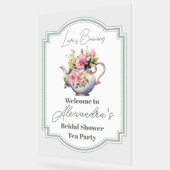 ラブイズブルーイング茶パーティーブライダルシャワーへようこそ アクリルサイン (傾斜)