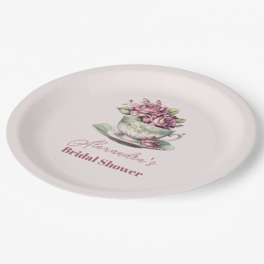 ラブイズブルーイング茶パーティーブライダルシャワー ペーパープレート (アングル)