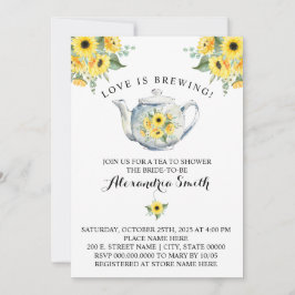 ラブイズブルーイング茶ブライダルシャワーひまわり 招待状