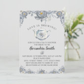 ラブイズブルーイング茶ブライダルシャワーグレーフローラ 招待状 (スタンド正面)