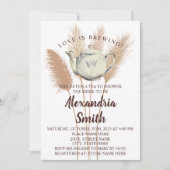 ラブイズブルーイング茶ブライダルシャワーパンパスグラス 招待状 (正面)