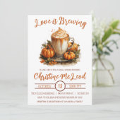 ラブイズブルーイング、パンプキンスパイスラテブライダルシャワー 招待状 (スタンド正面)