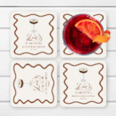 ラブイズブルーエクスプレスソマルティーニブライダルシャワー スクエアペーパーコースター