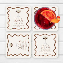 ラブイズブルーエクスプレスソマルティーニブライダルシャワー スクエアペーパーコースター