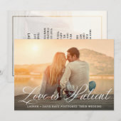 ラブイズペイシャント ロマンチック スクリプト フォト ウェディング 案内状 (正面/裏面)