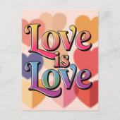 ラブイズラブカラフルハートタイポグラフィ ポストカード (正面)