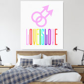 ラブイズラブゲイ人間関係LGBTレインボーカラー キャンバスプリント (インサイチュ (寝室))