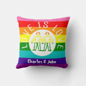 ラブイズラブタイポグラフィゲイプライドLGBTレインボー クッション (裏面)