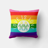 ラブイズラブタイポグラフィゲイプライドLGBTレインボー クッション (裏面)