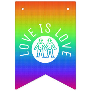 ラブイズラブタイポグラフィゲイプライドLGBTレインボー バンティングフラッグ