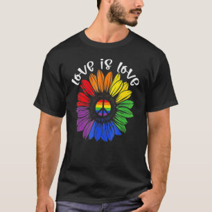 ラブイズラブデイジーLGBTレインボーゲイ Tシャツ