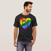 ラブイズラブハートレインボーLGBT平等プライドモン Tシャツ (正面フル)
