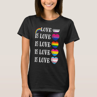 ラブイズラブプライドLgbtフラグゲイレズビアンBi Trans Tシャツ