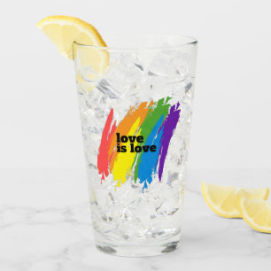 ラブイズラブプライドLGBTQレインボーモチーフ タンブラーグラス