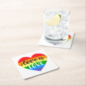 ラブイズラブレインボーハート スクエアペーパーコースター (インサイチュ)