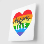 ラブイズラブレインボーハート スクエア壁時計 (傾斜)