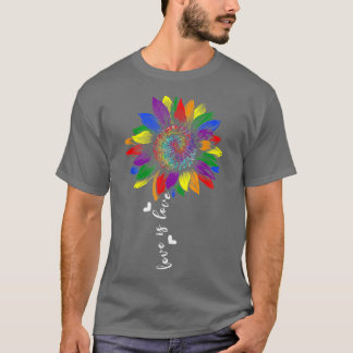 ラブイズラブレインボーヒマワリLGBTゲイレズビアンPr Tシャツ