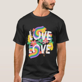 ラブイズラブレインボーフローラアート Tシャツ