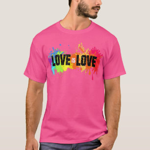 ラブイズラブレインボー(ばちゃばちゃ)跳ねるLGBTプライドゲイPrid Tシャツ